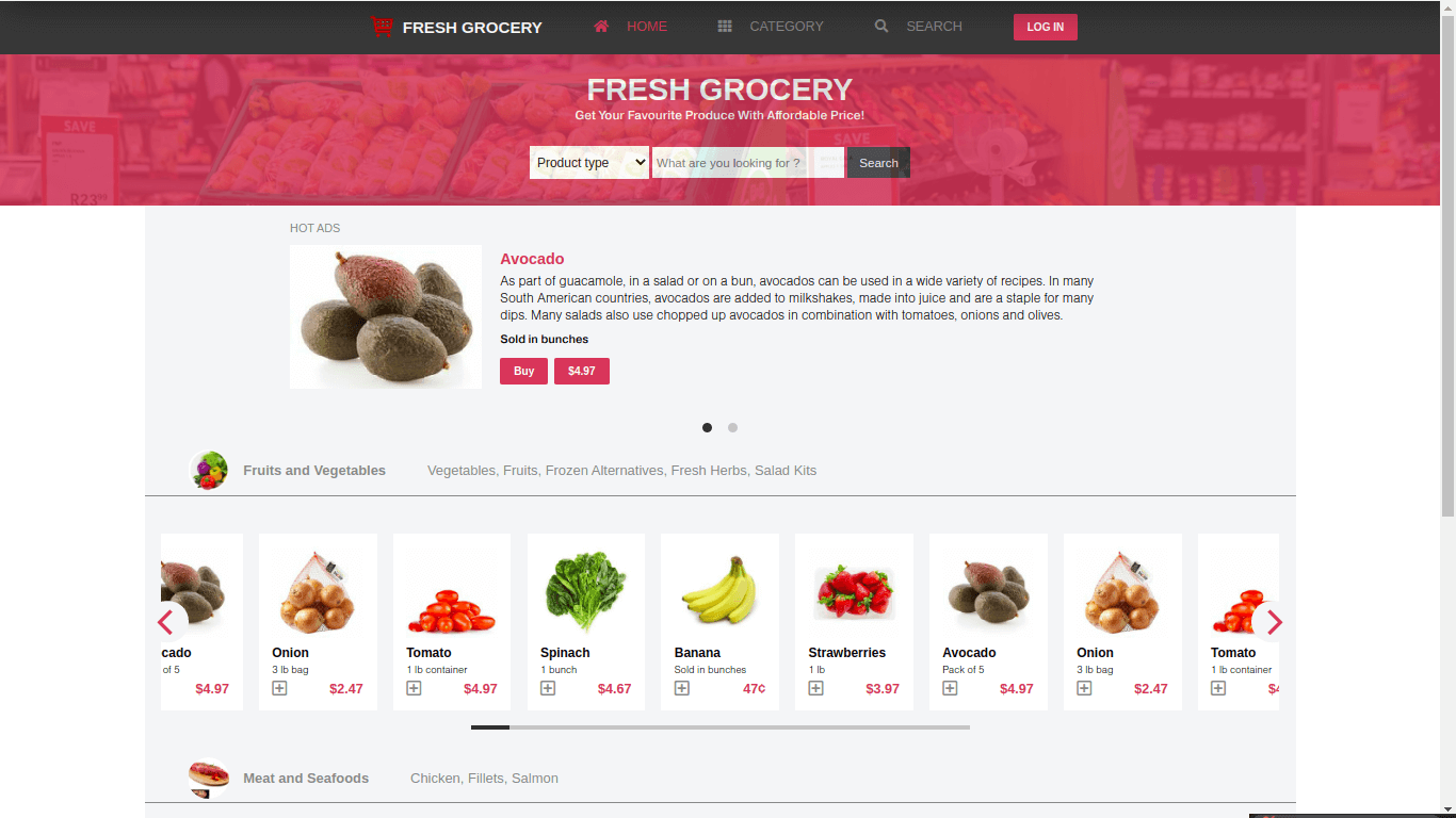 Fresh Grocery website